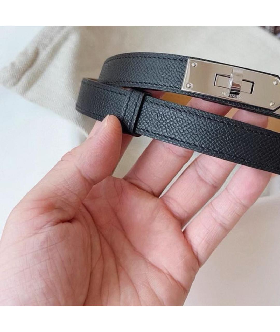 HERMES Черный кожаный ремень, фото 2