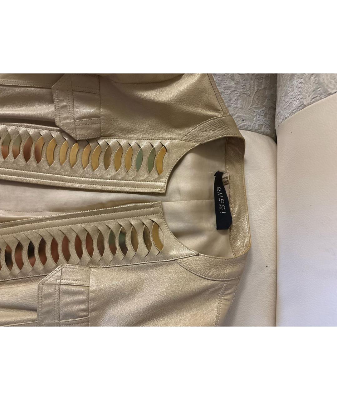 GUCCI Бежевая кожаная куртка, фото 4