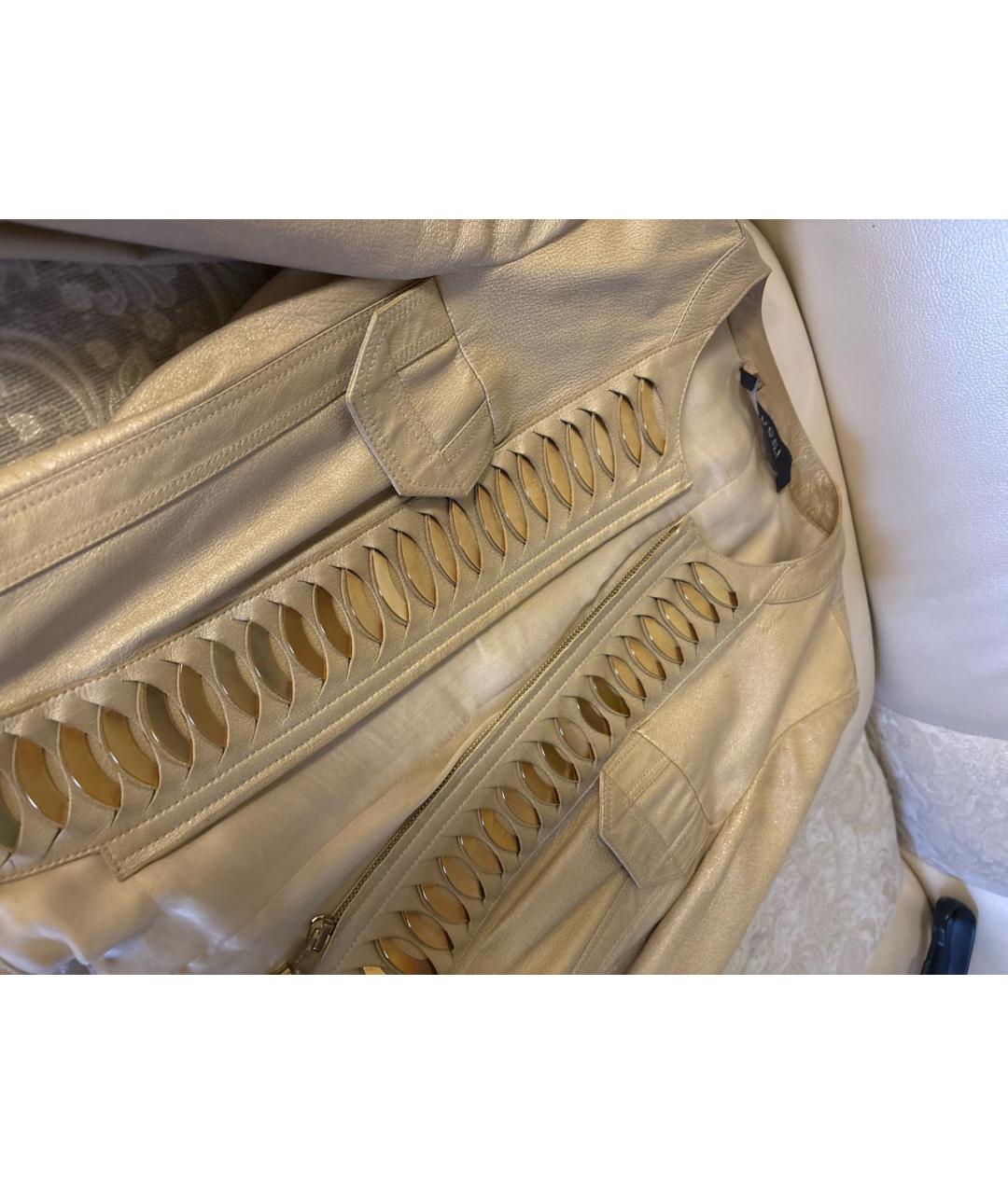 GUCCI Бежевая кожаная куртка, фото 5