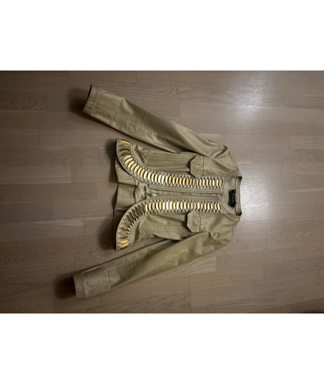 GUCCI Бежевая кожаная куртка, фото 6