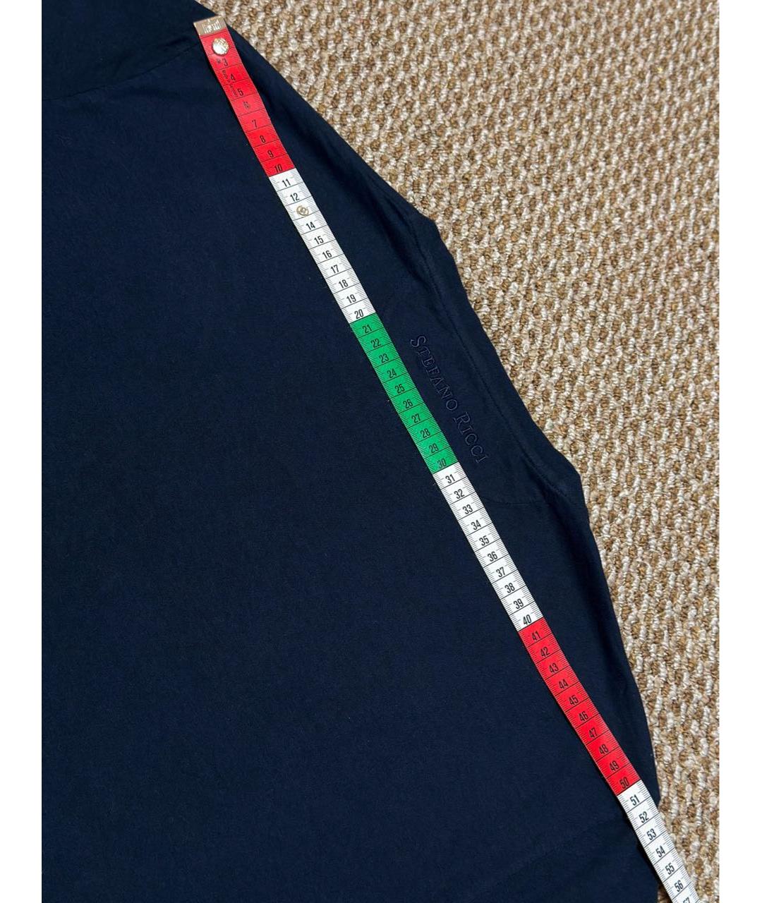 STEFANO RICCI Темно-синяя хлопковая футболка, фото 7