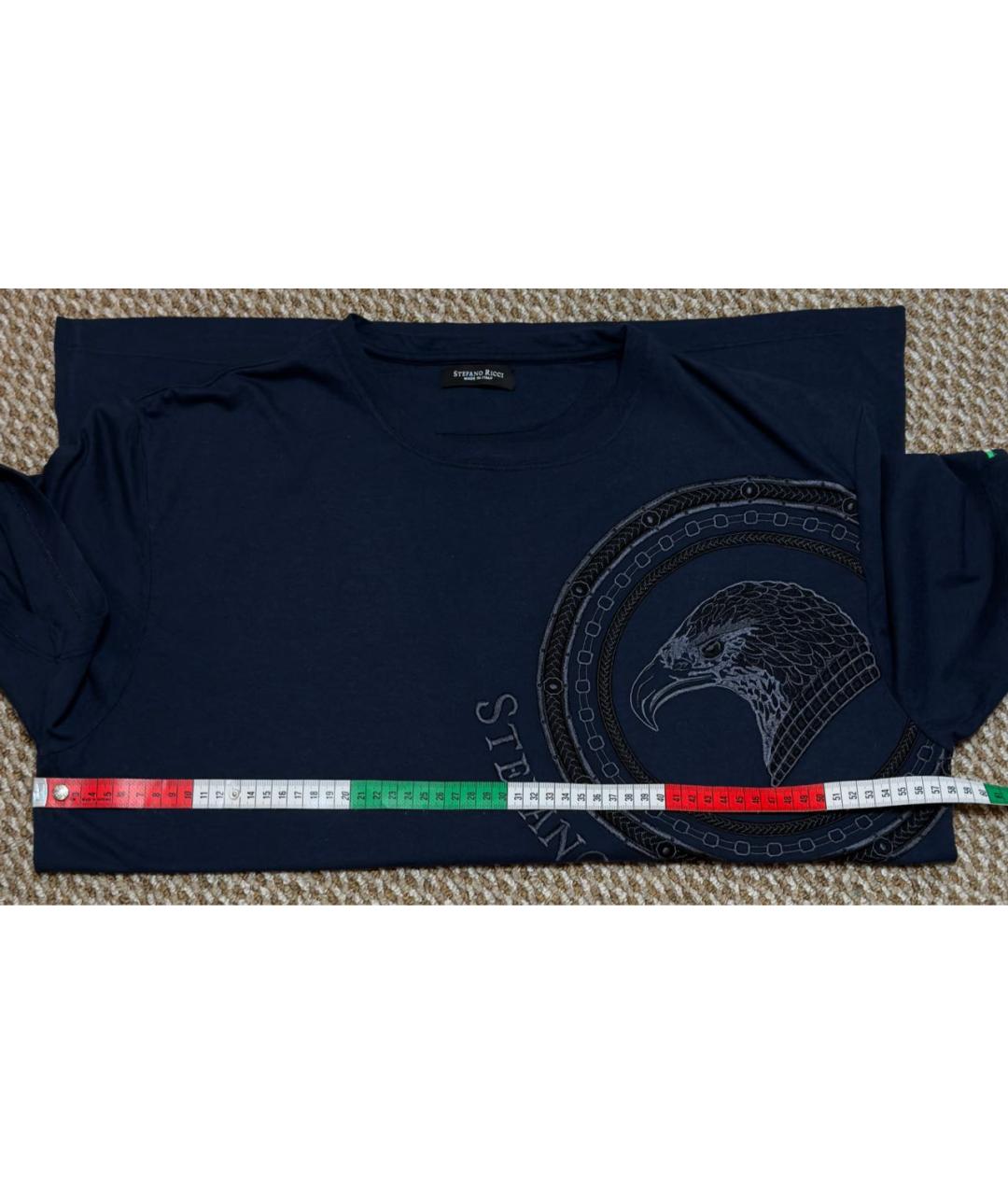 STEFANO RICCI Темно-синяя хлопковая футболка, фото 8