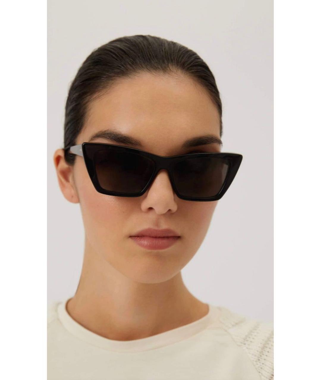 SAINT LAURENT Черные пластиковые солнцезащитные очки, фото 6