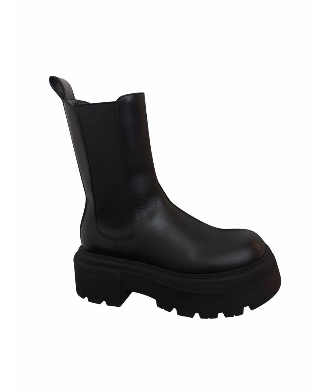 SPORTMAX Черные кожаные полусапоги, фото 1