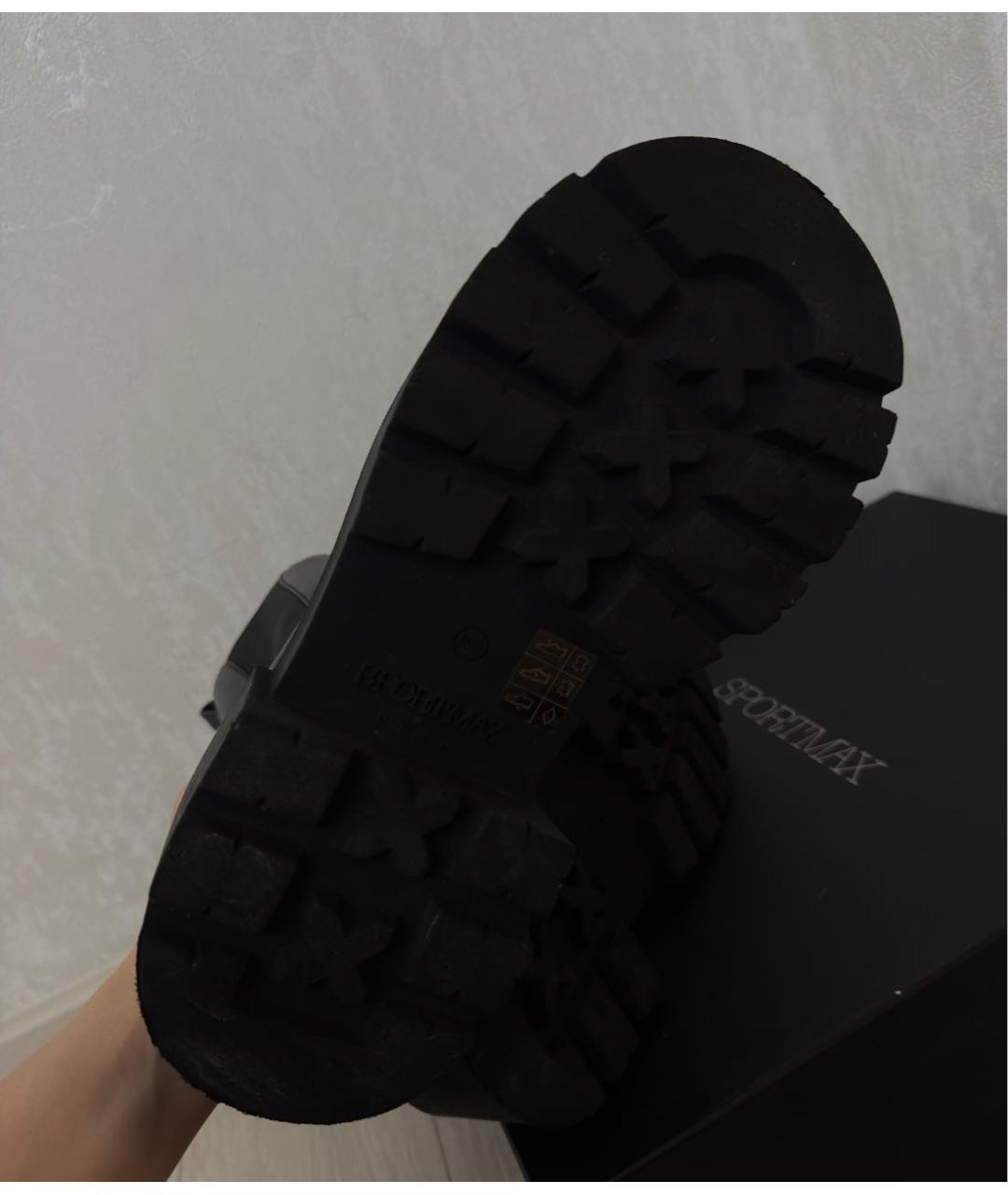 SPORTMAX Черные кожаные полусапоги, фото 5