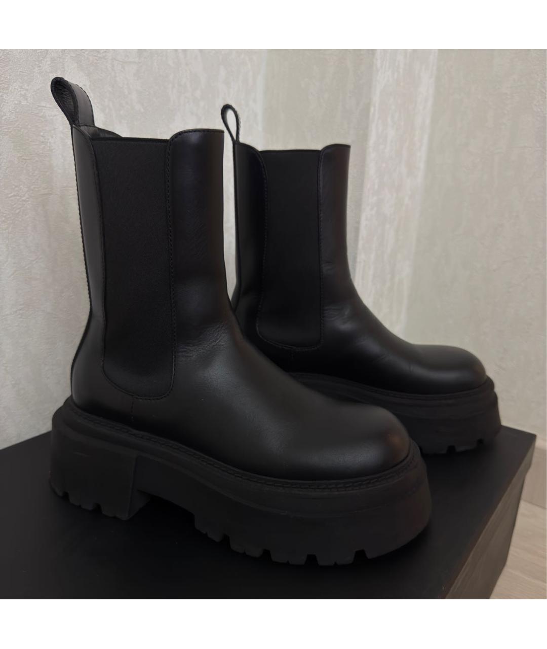 SPORTMAX Черные кожаные полусапоги, фото 3