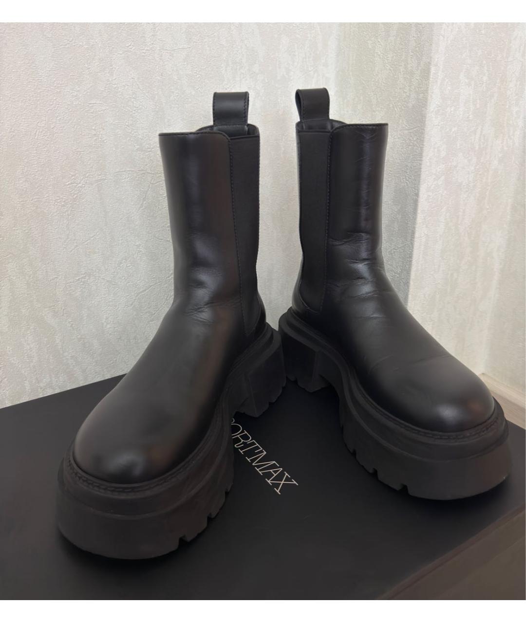 SPORTMAX Черные кожаные полусапоги, фото 2