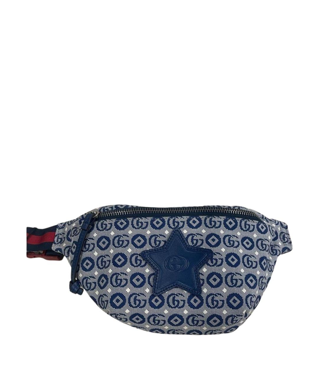 GUCCI Синяя тканевая поясная сумка, фото 1