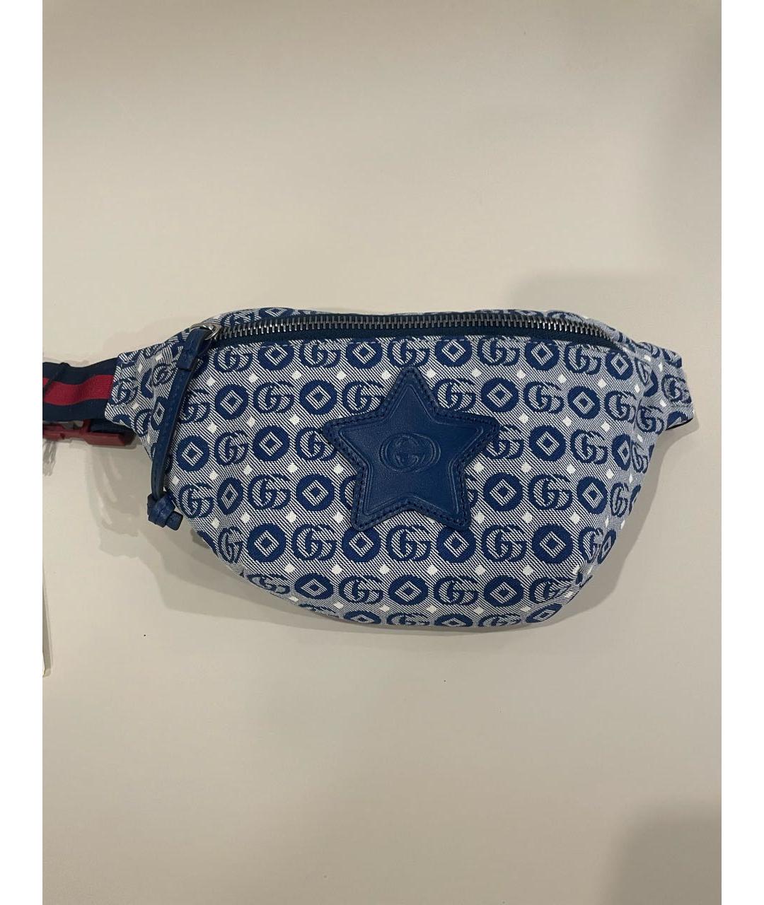 GUCCI Синяя тканевая поясная сумка, фото 9