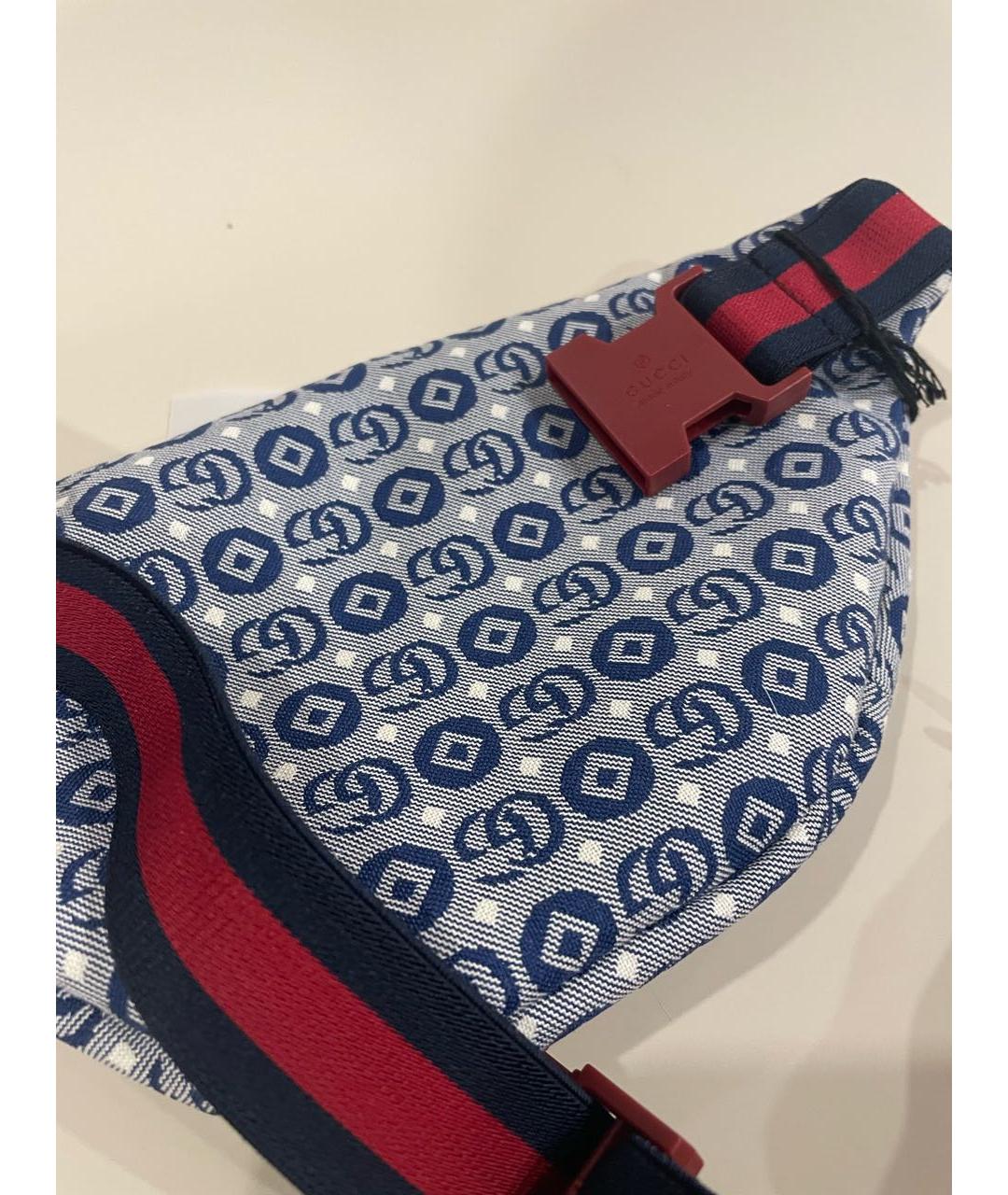 GUCCI Синяя тканевая поясная сумка, фото 6