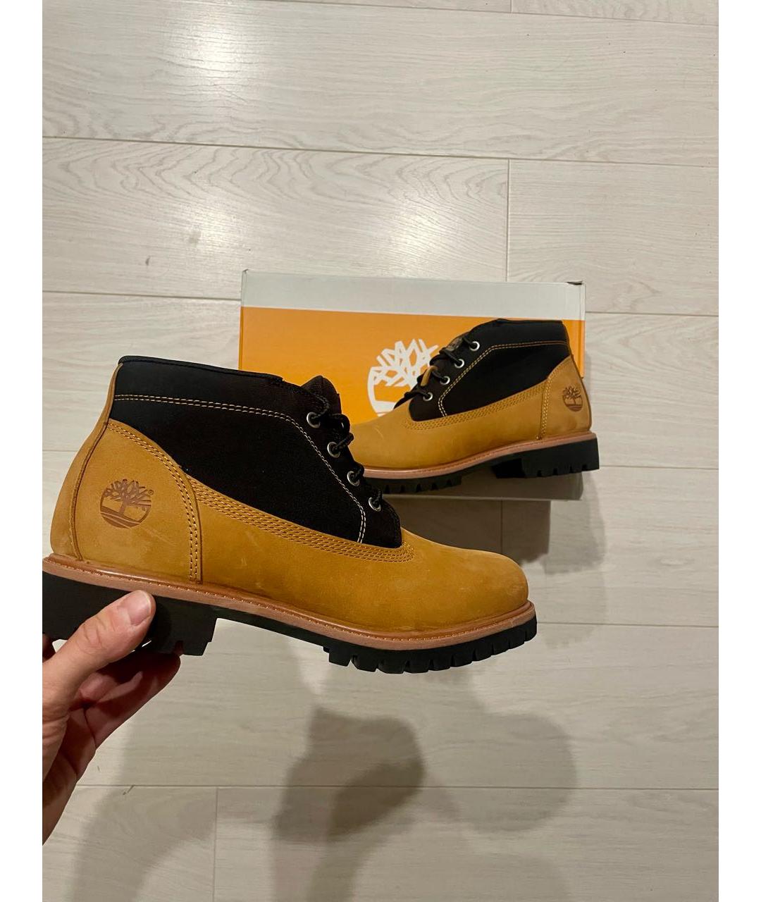 TIMBERLAND Горчичные нубуковые высокие ботинки, фото 3