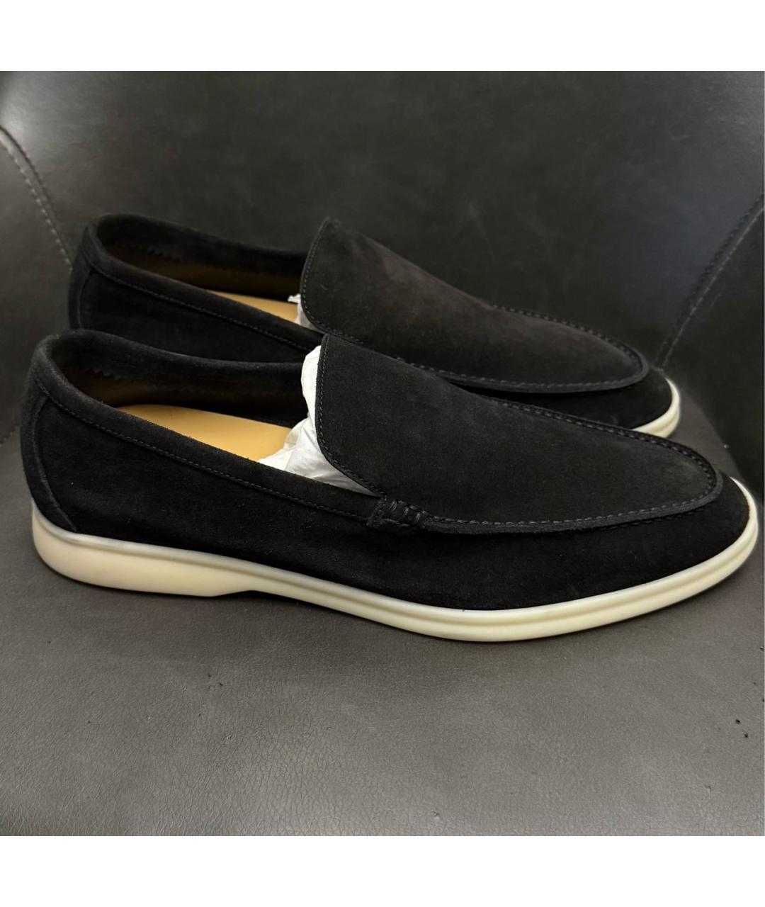 LORO PIANA Черные замшевые лоферы, фото 6