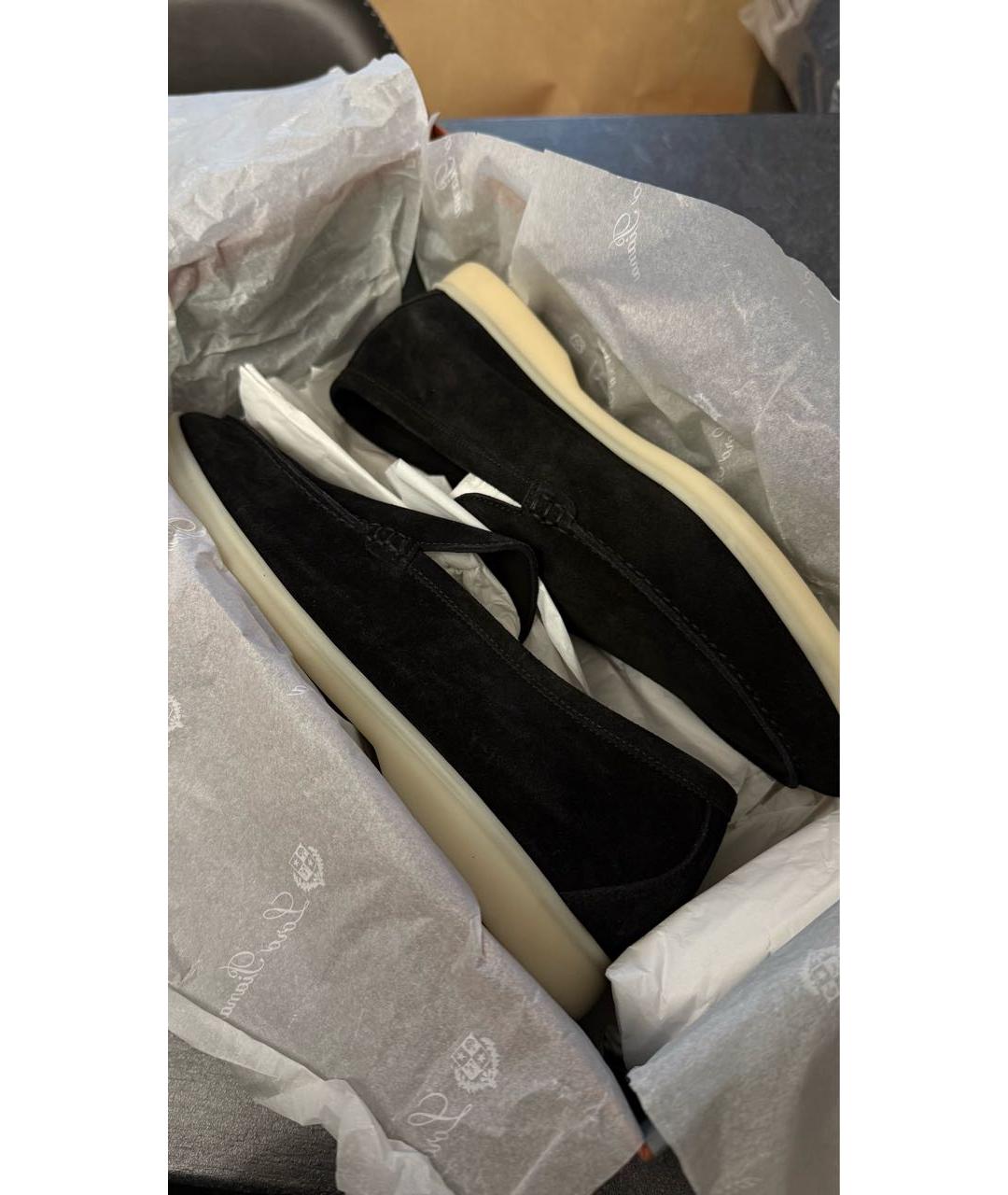 LORO PIANA Черные замшевые лоферы, фото 4