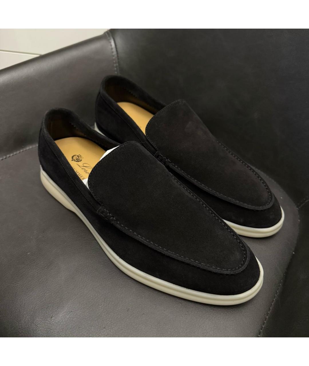 LORO PIANA Черные замшевые лоферы, фото 2