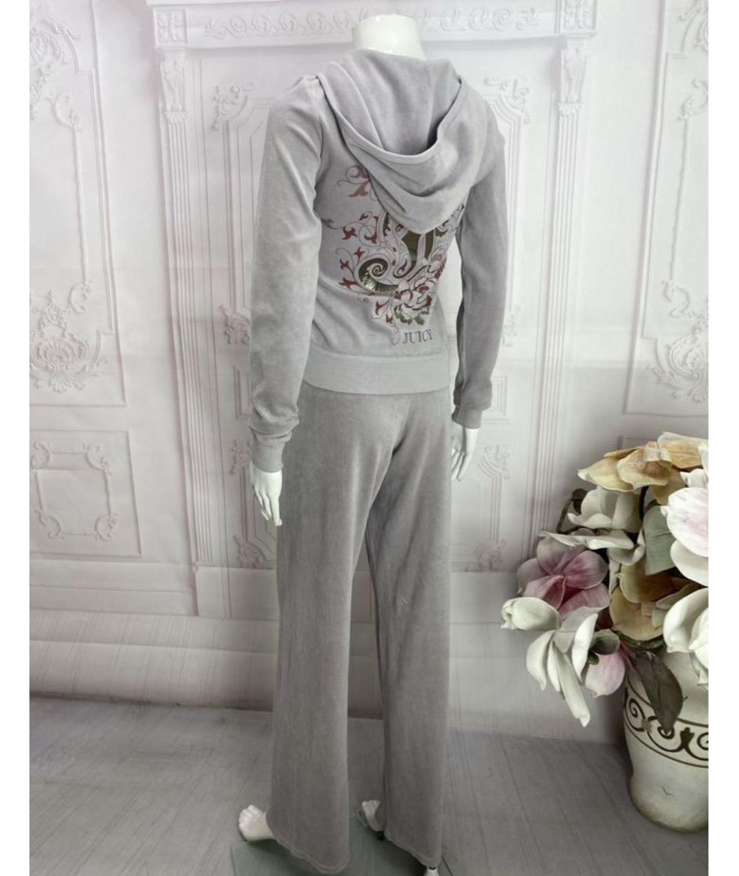 JUICY COUTURE Серые хлопковые прямые брюки, фото 7