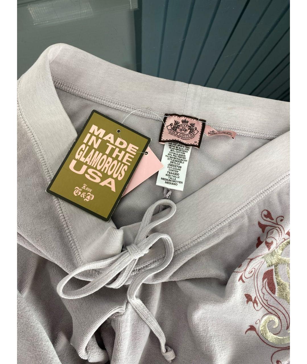 JUICY COUTURE Серые хлопковые прямые брюки, фото 3