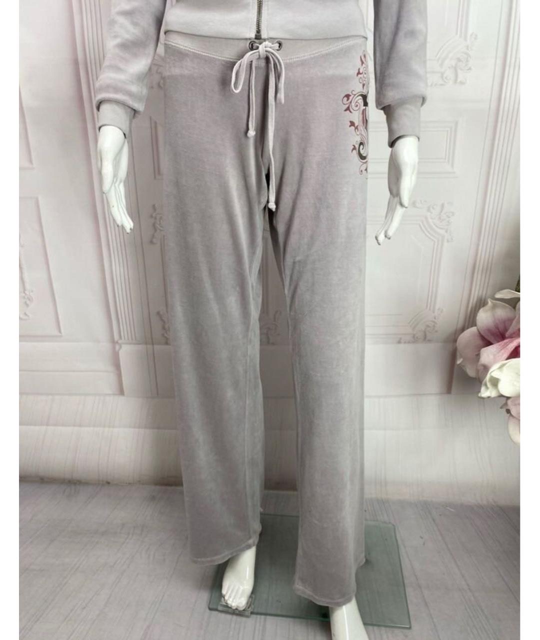 JUICY COUTURE Серые хлопковые прямые брюки, фото 6