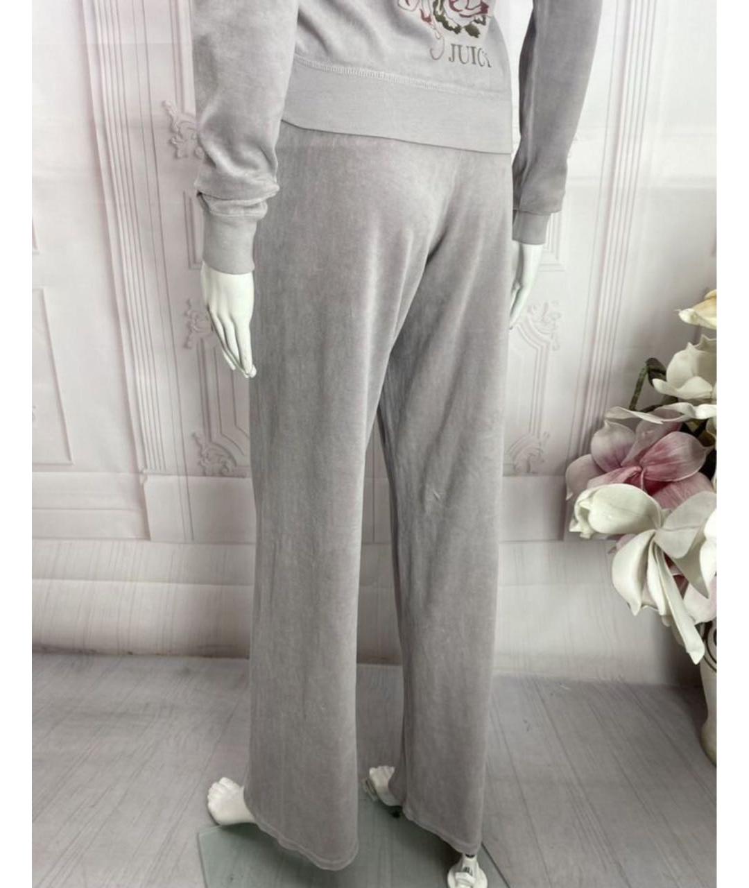 JUICY COUTURE Серые хлопковые прямые брюки, фото 2