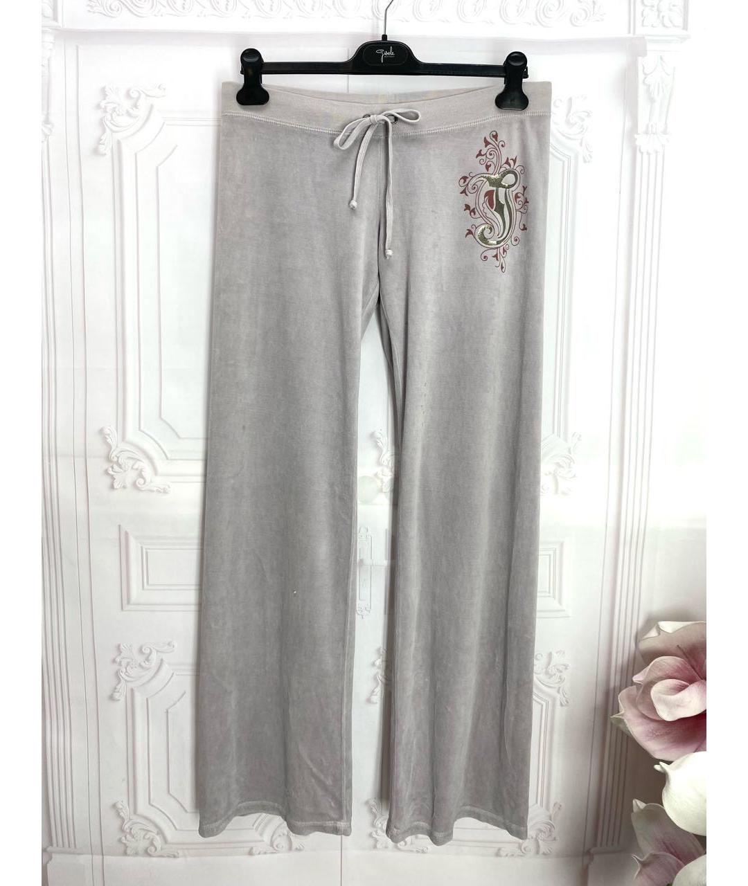 JUICY COUTURE Серые хлопковые прямые брюки, фото 9