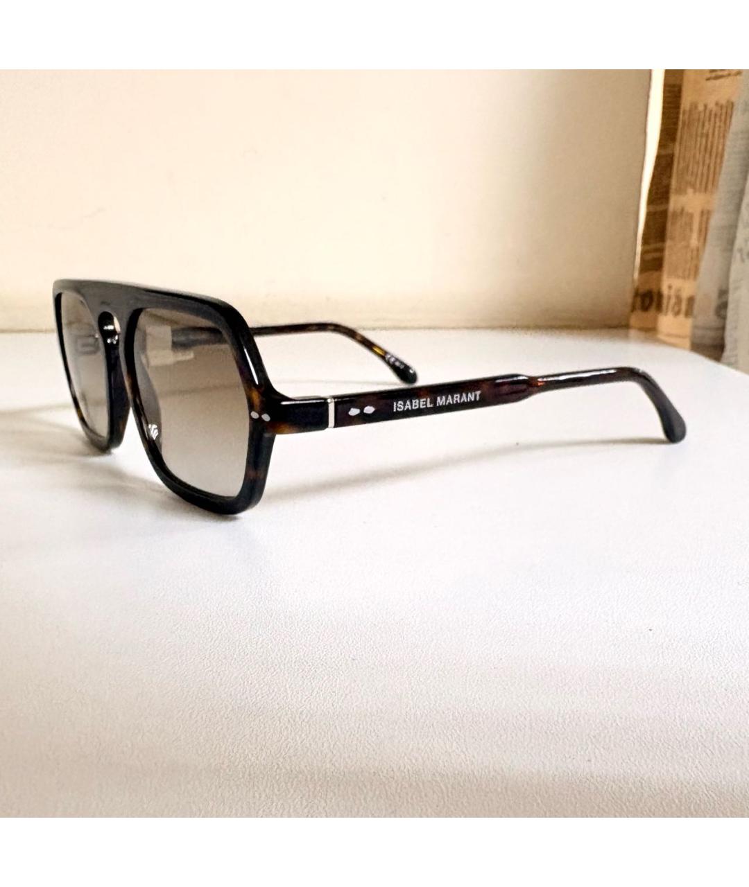 ISABEL MARANT Коричневые пластиковые солнцезащитные очки, фото 4
