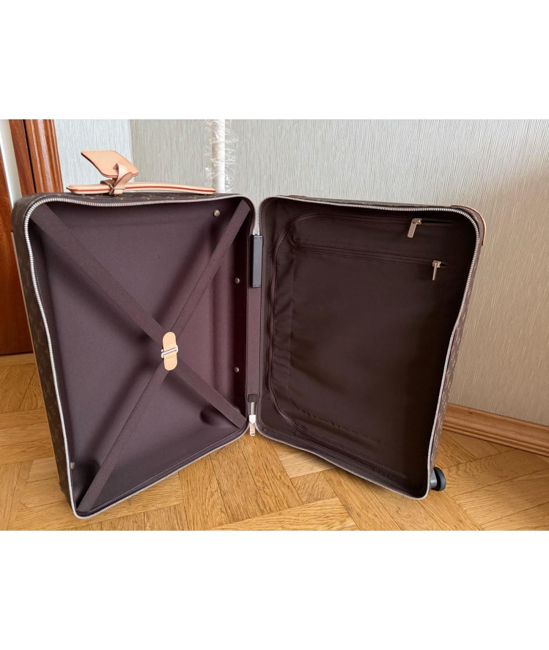 LOUIS VUITTON Коричневый чемодан из искусственной кожи, фото 4