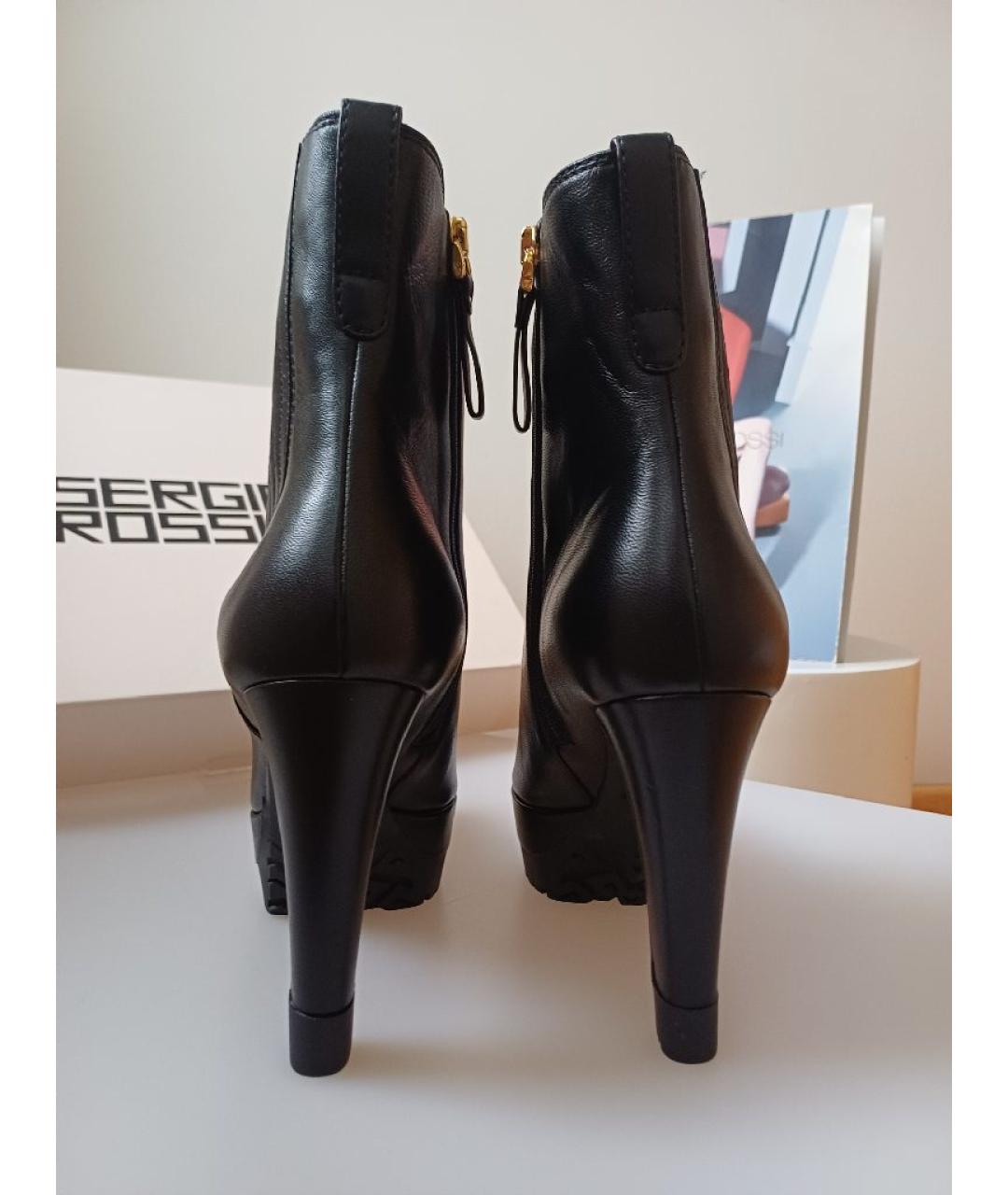 SERGIO ROSSI Черные кожаные ботильоны, фото 8