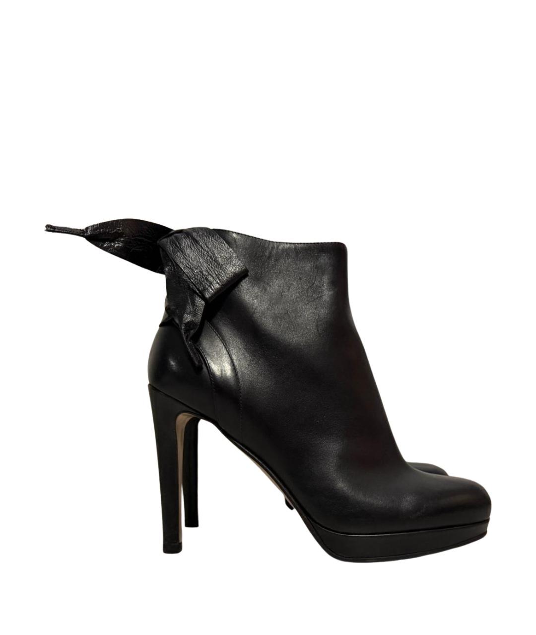 VALENTINO Черные кожаные ботильоны, фото 1