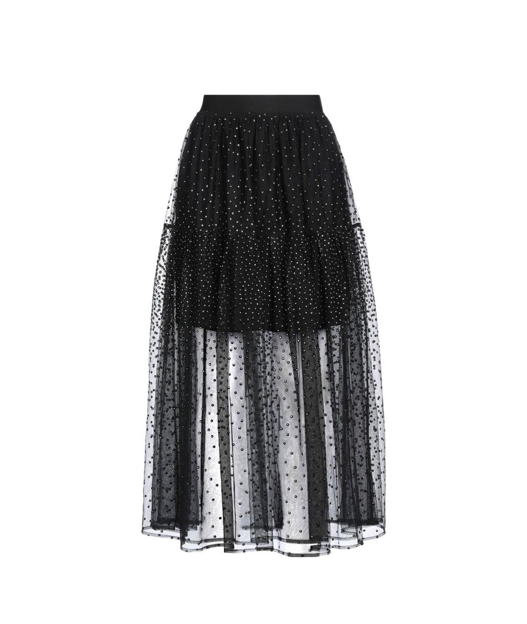 MAJE Черная сетчатая юбка макси, фото 1