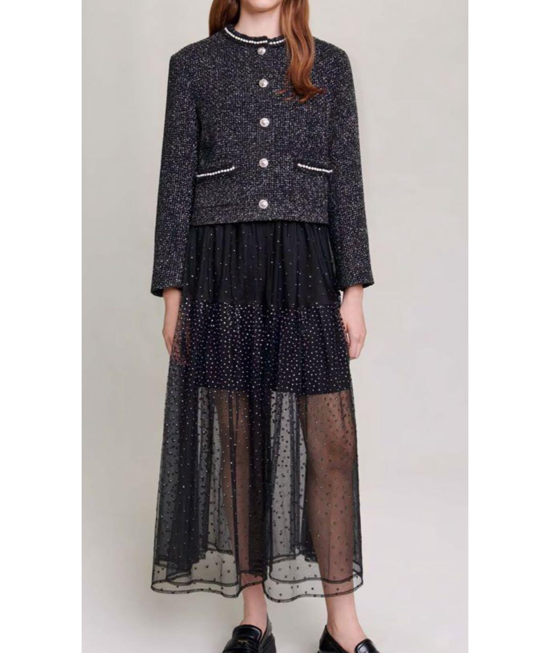 MAJE Черная сетчатая юбка макси, фото 2