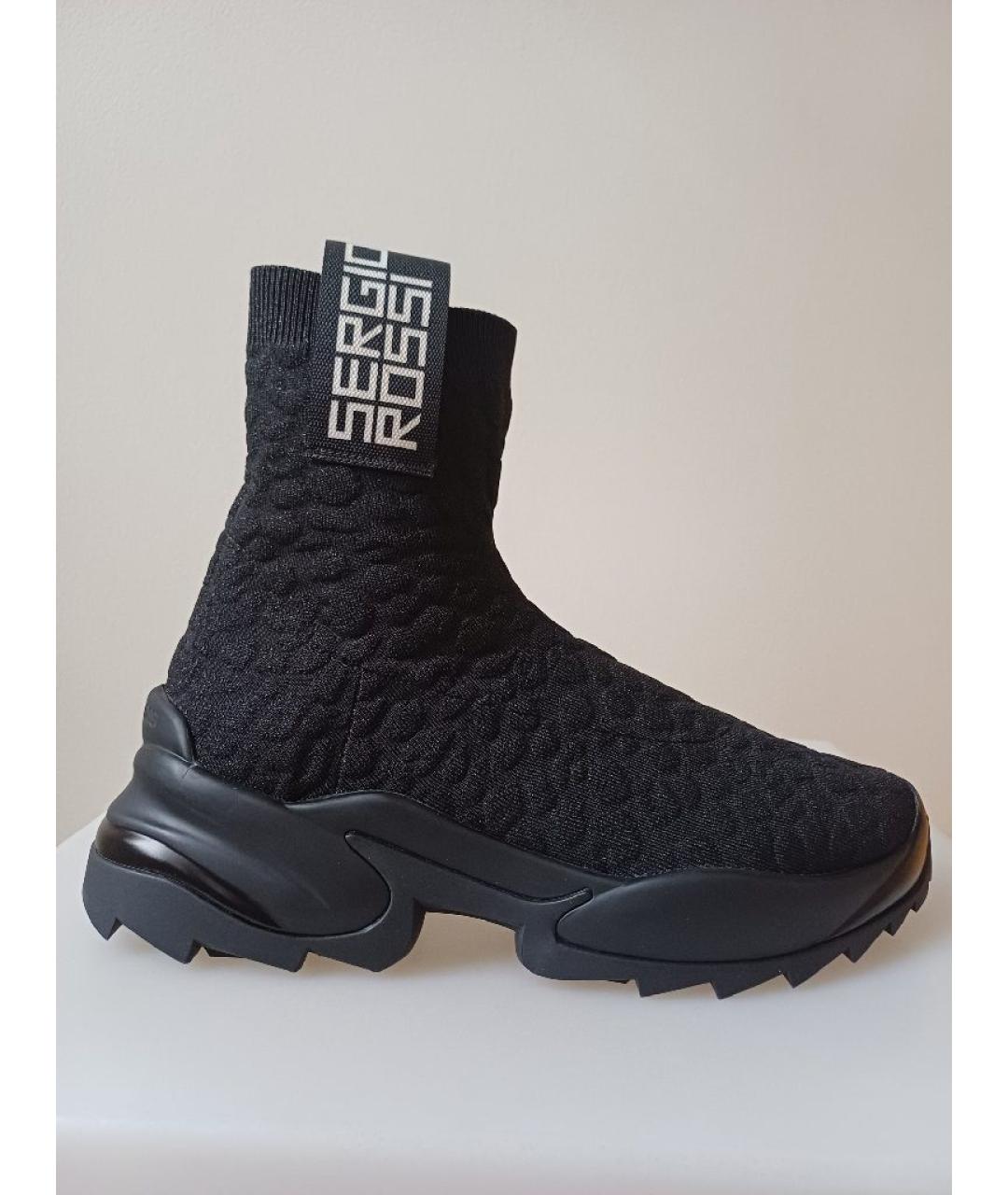 SERGIO ROSSI Черные текстильные кроссовки, фото 9