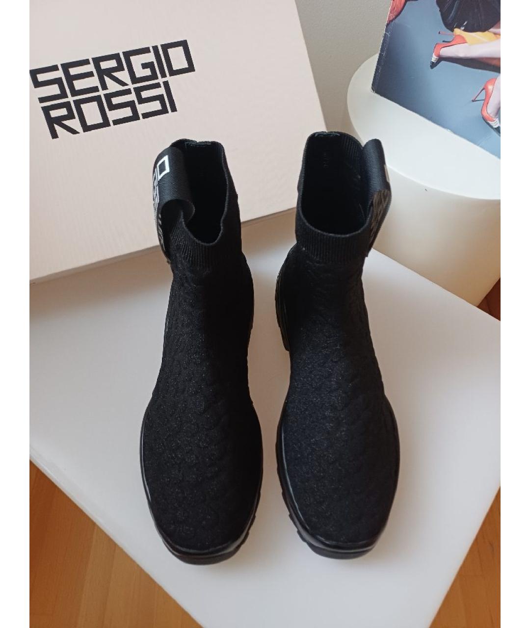 SERGIO ROSSI Черные текстильные кроссовки, фото 5