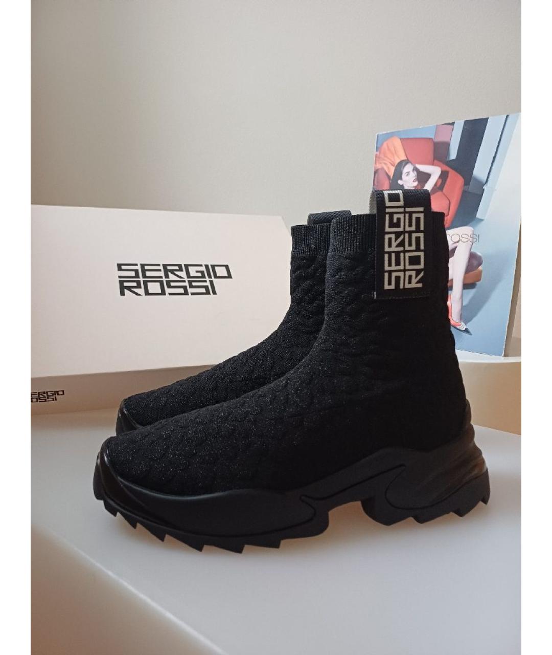 SERGIO ROSSI Черные текстильные кроссовки, фото 6