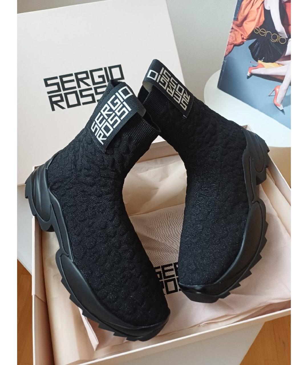 SERGIO ROSSI Черные текстильные кроссовки, фото 2