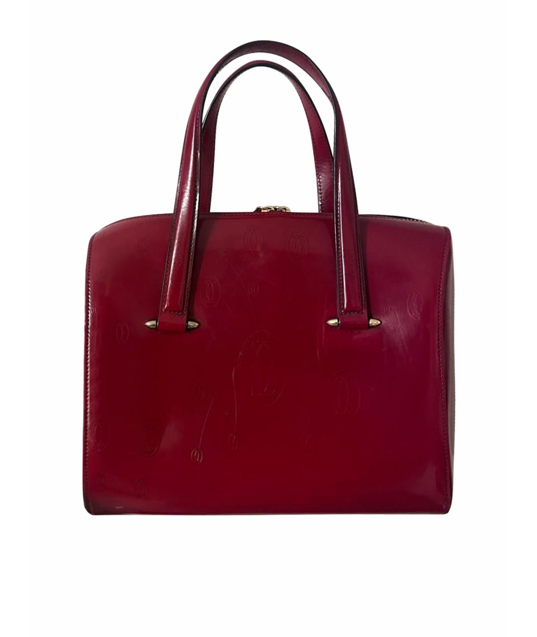 CARTIER Бордовая кожаная сумка с короткими ручками, фото 1