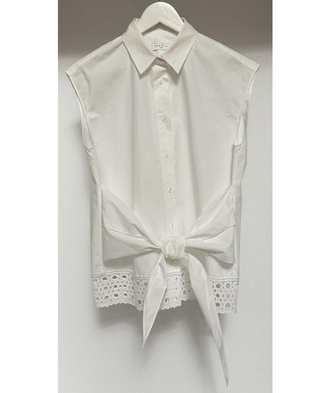SANDRO Белая хлопковая блузы, фото 6