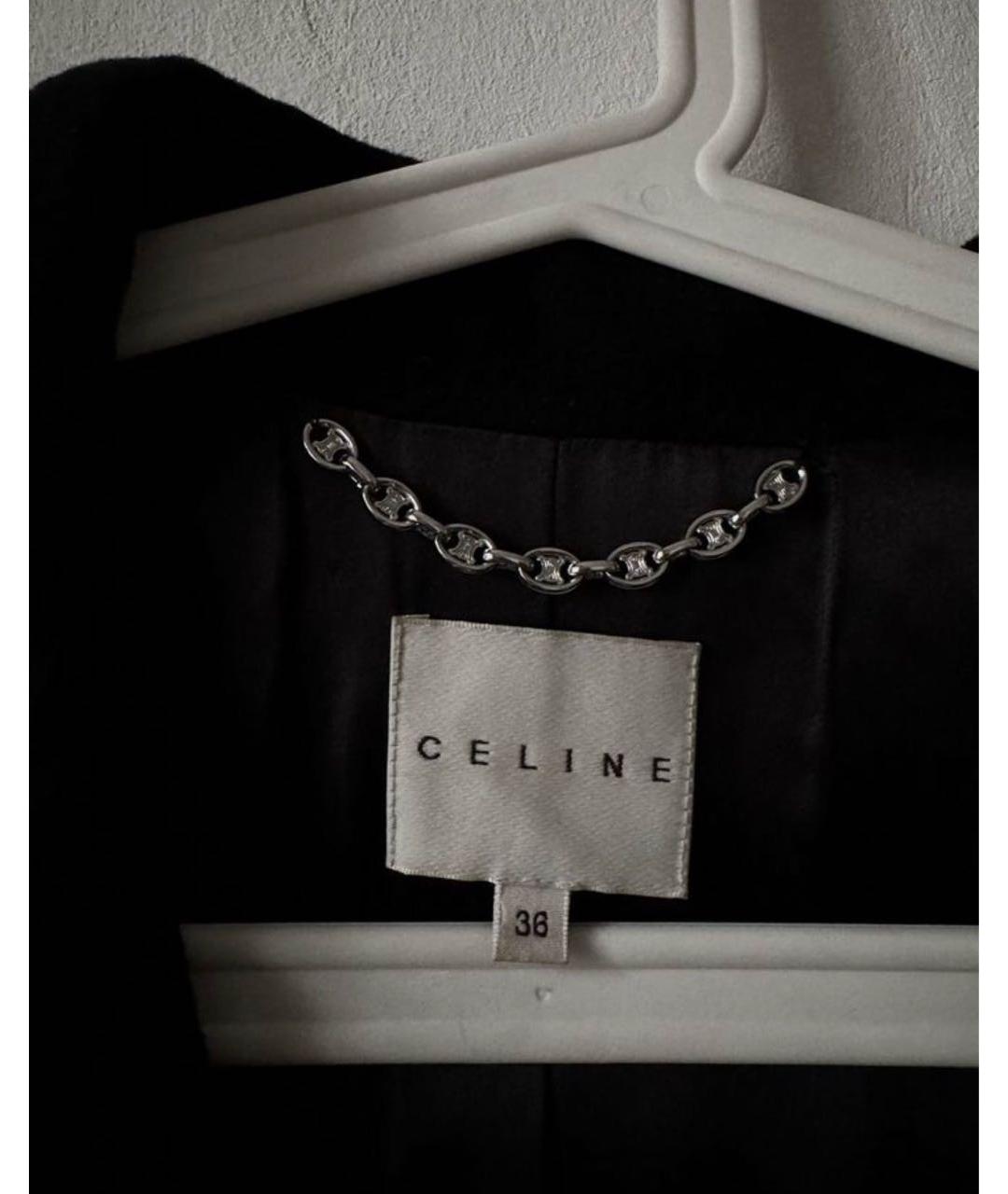 CELINE Черное шерстяное пальто, фото 2