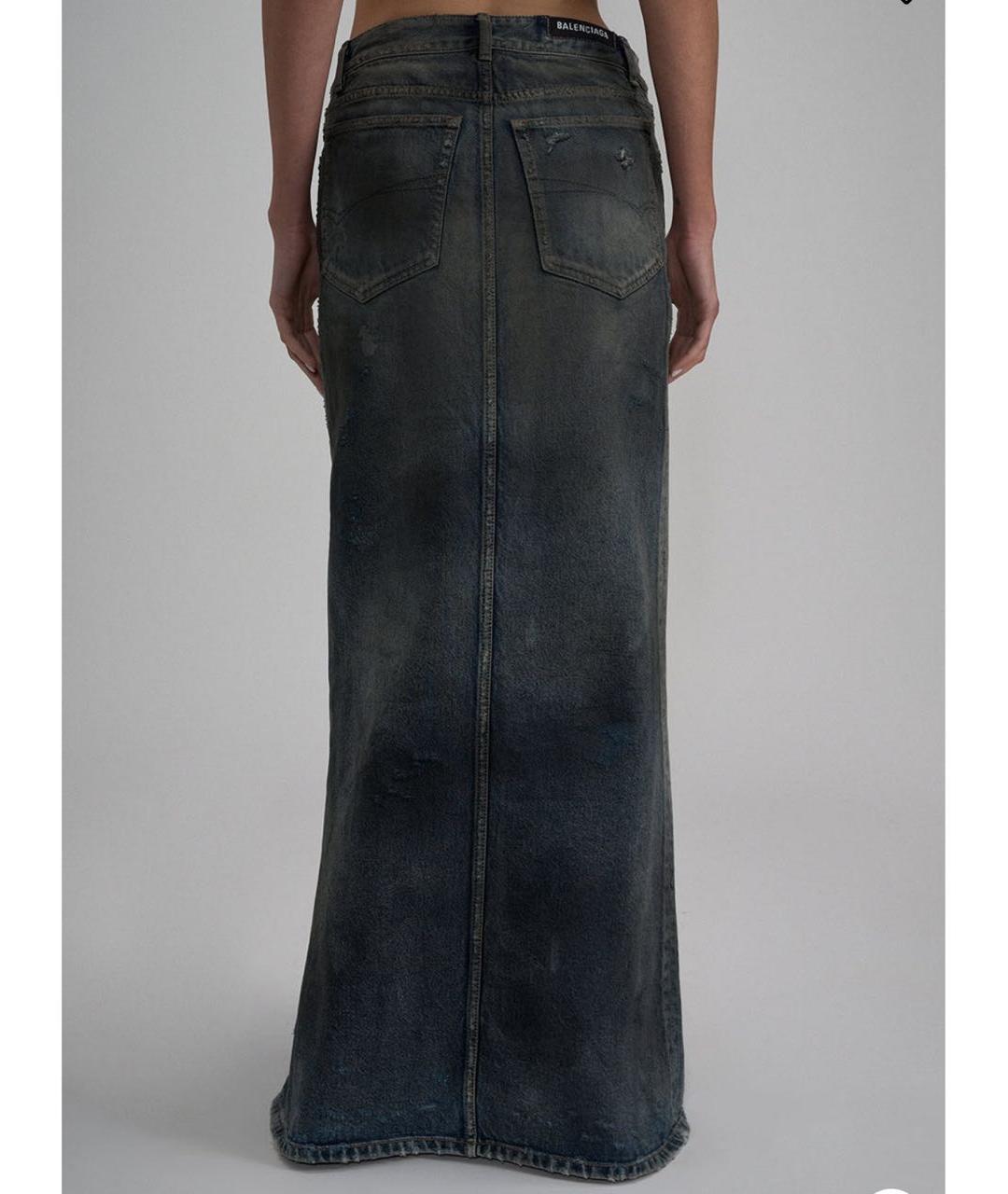 BALENCIAGA Синяя деним юбка макси, фото 2