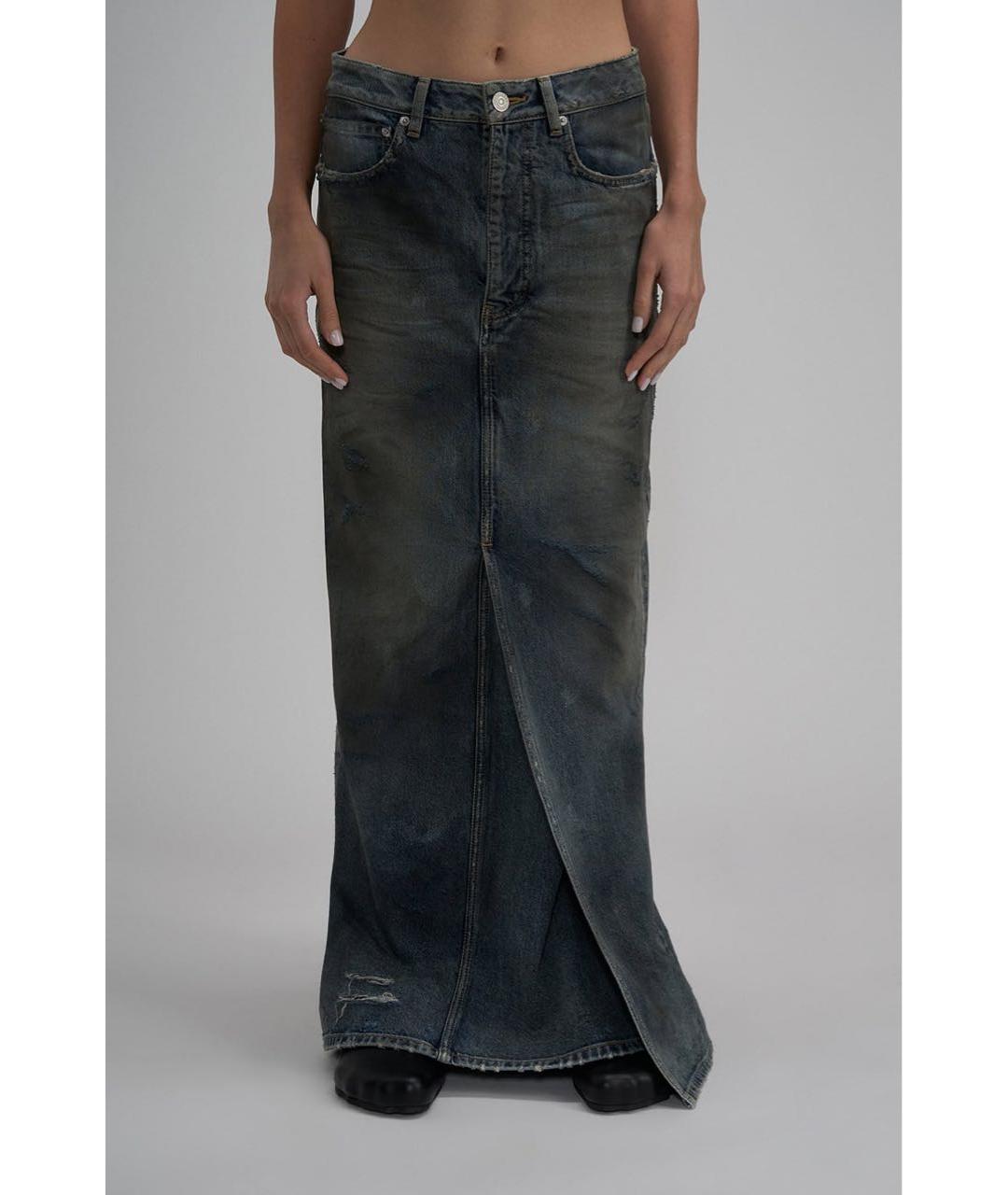 BALENCIAGA Синяя деним юбка макси, фото 6