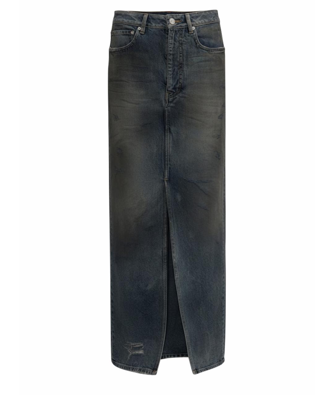 BALENCIAGA Синяя деним юбка макси, фото 1