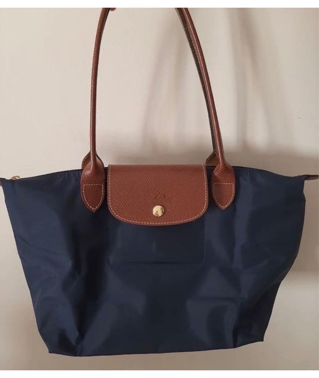 LONGCHAMP Темно-синяя тканевая сумка с короткими ручками, фото 4