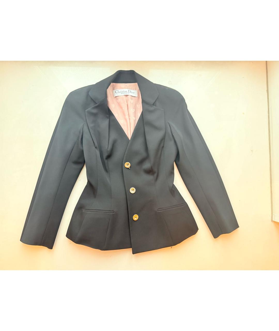 CHRISTIAN DIOR Черный шерстяной жакет/пиджак, фото 9