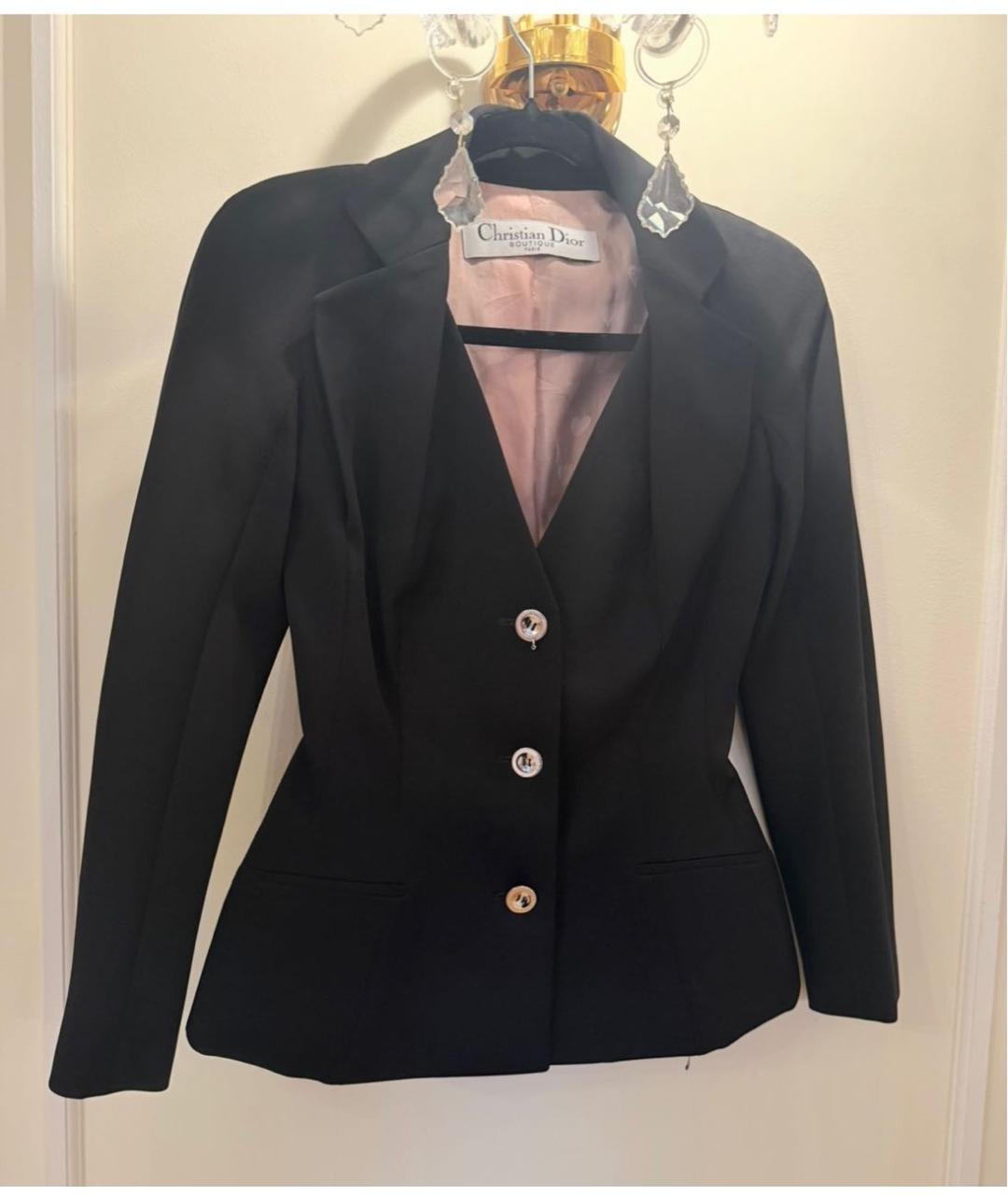 CHRISTIAN DIOR Черный шерстяной жакет/пиджак, фото 4