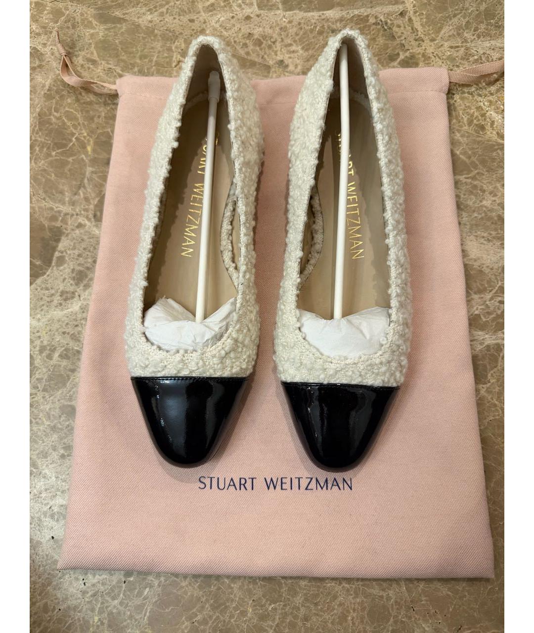 STUART WEITZMAN Белые текстильные балетки, фото 6