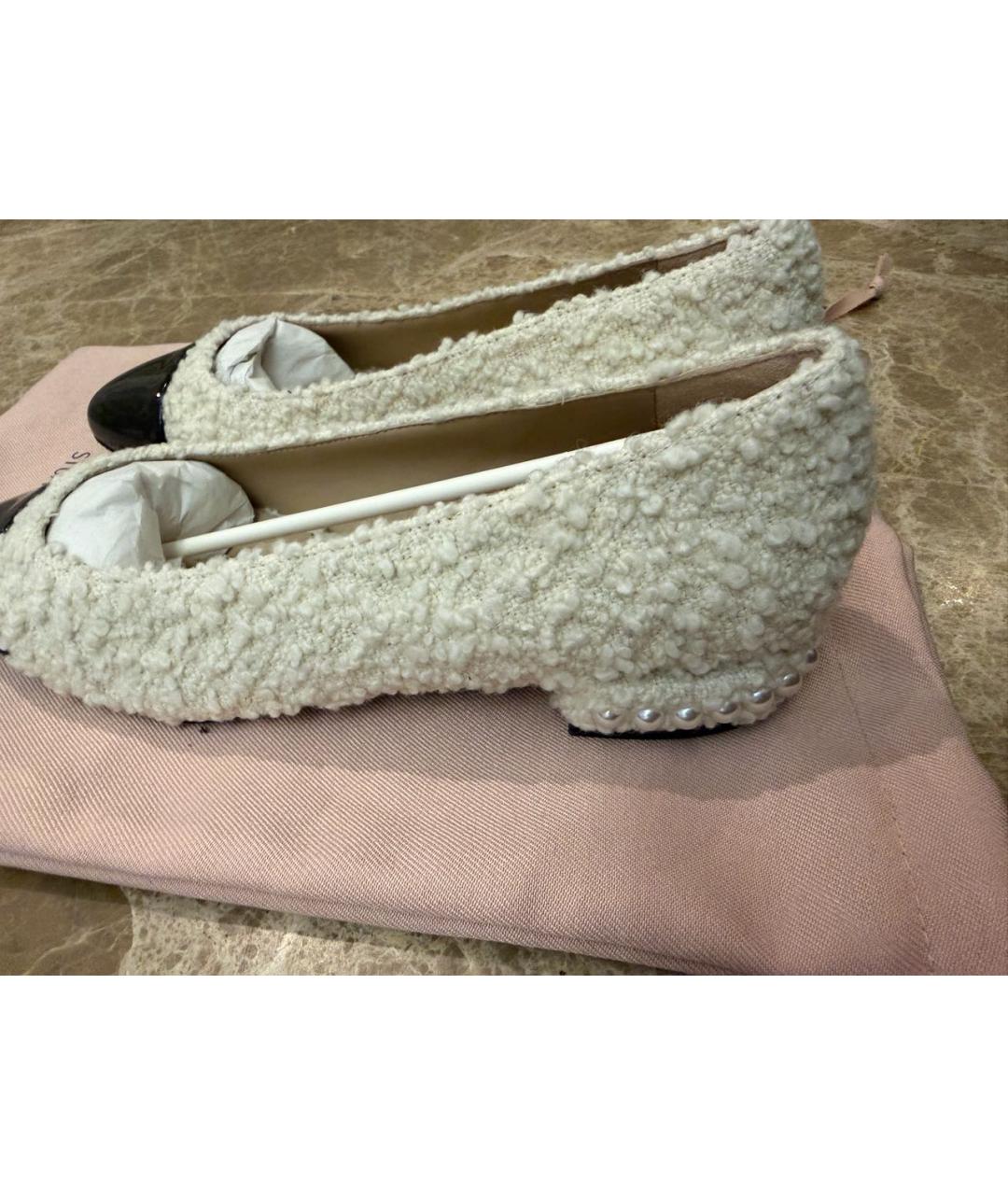 STUART WEITZMAN Белые текстильные балетки, фото 8