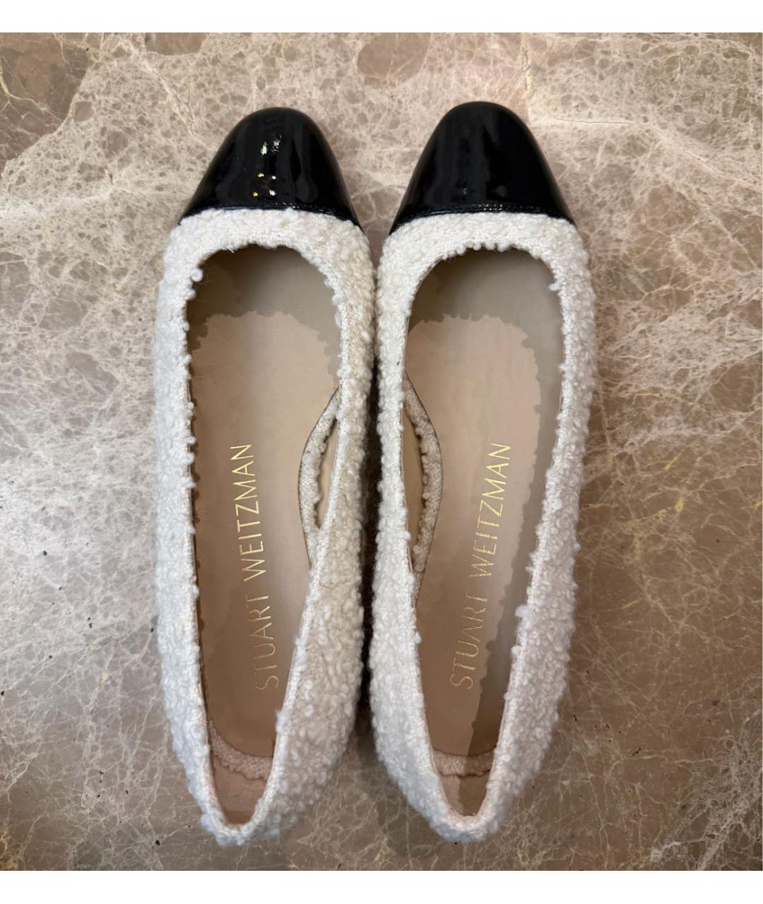 STUART WEITZMAN Белые текстильные балетки, фото 3