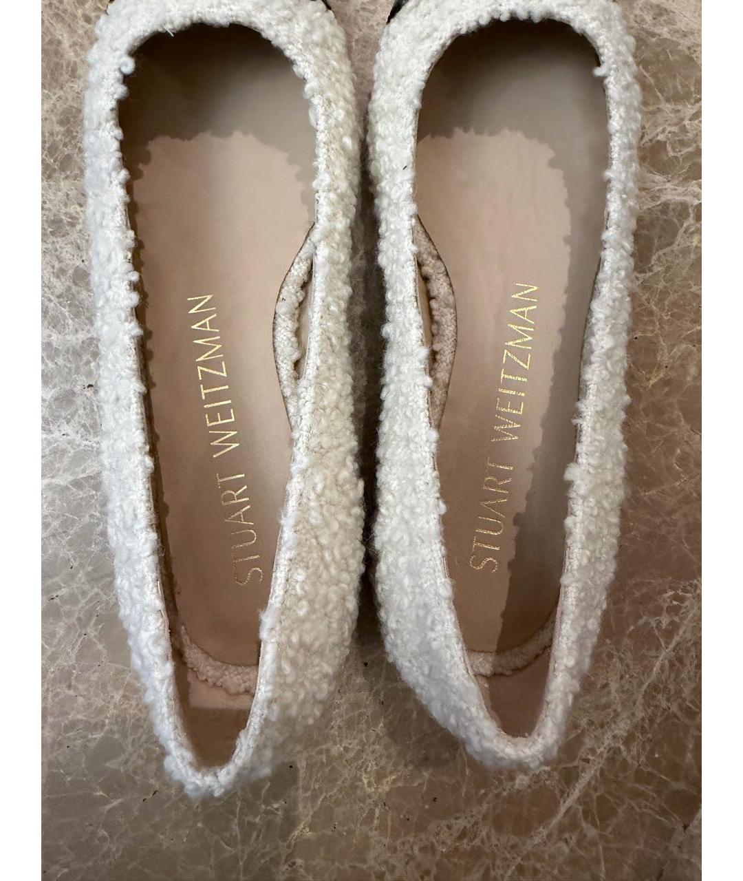 STUART WEITZMAN Белые текстильные балетки, фото 5