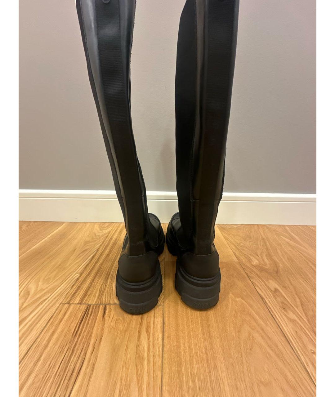 GANNI Черные кожаные сапоги, фото 4