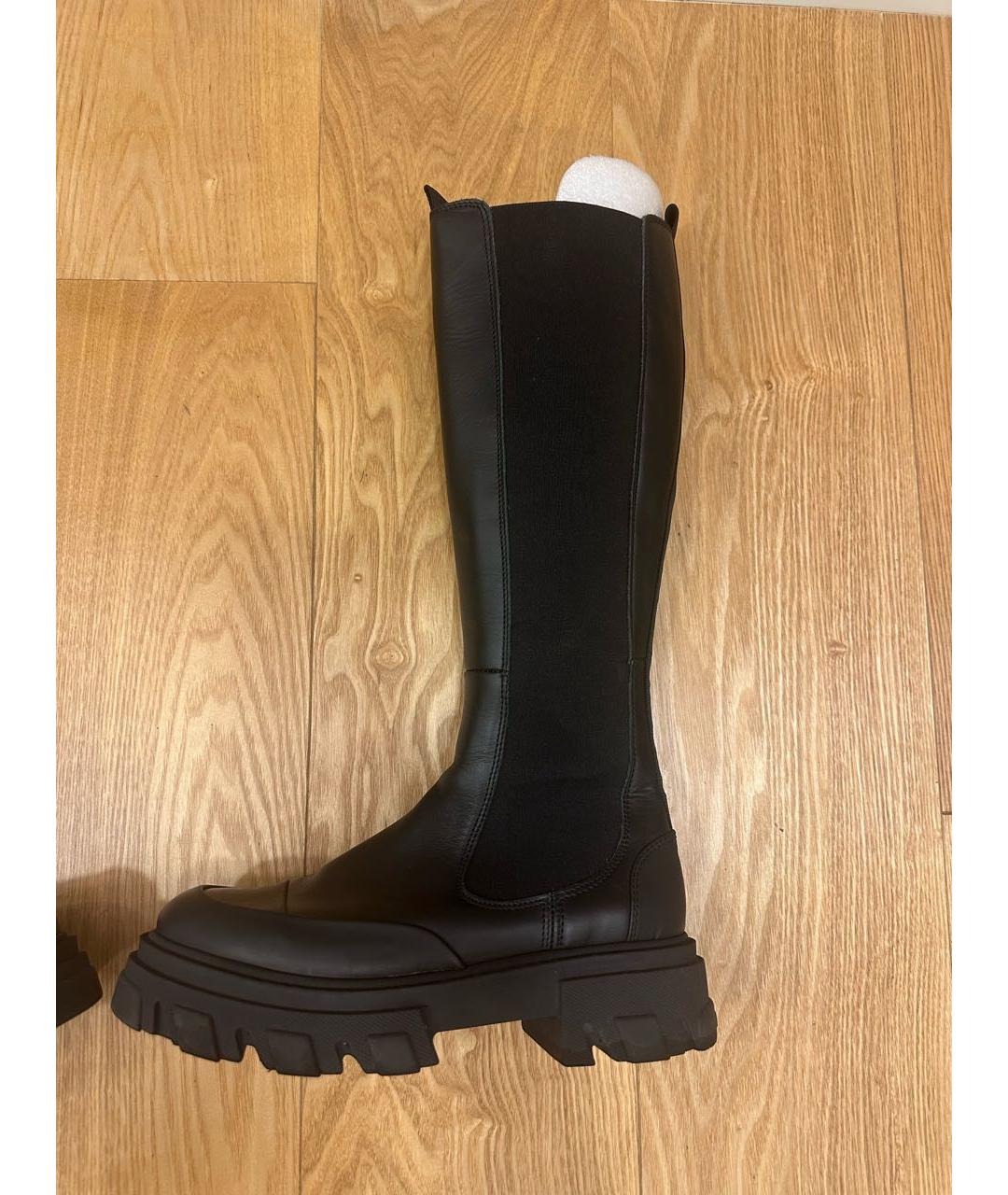 GANNI Черные кожаные сапоги, фото 7