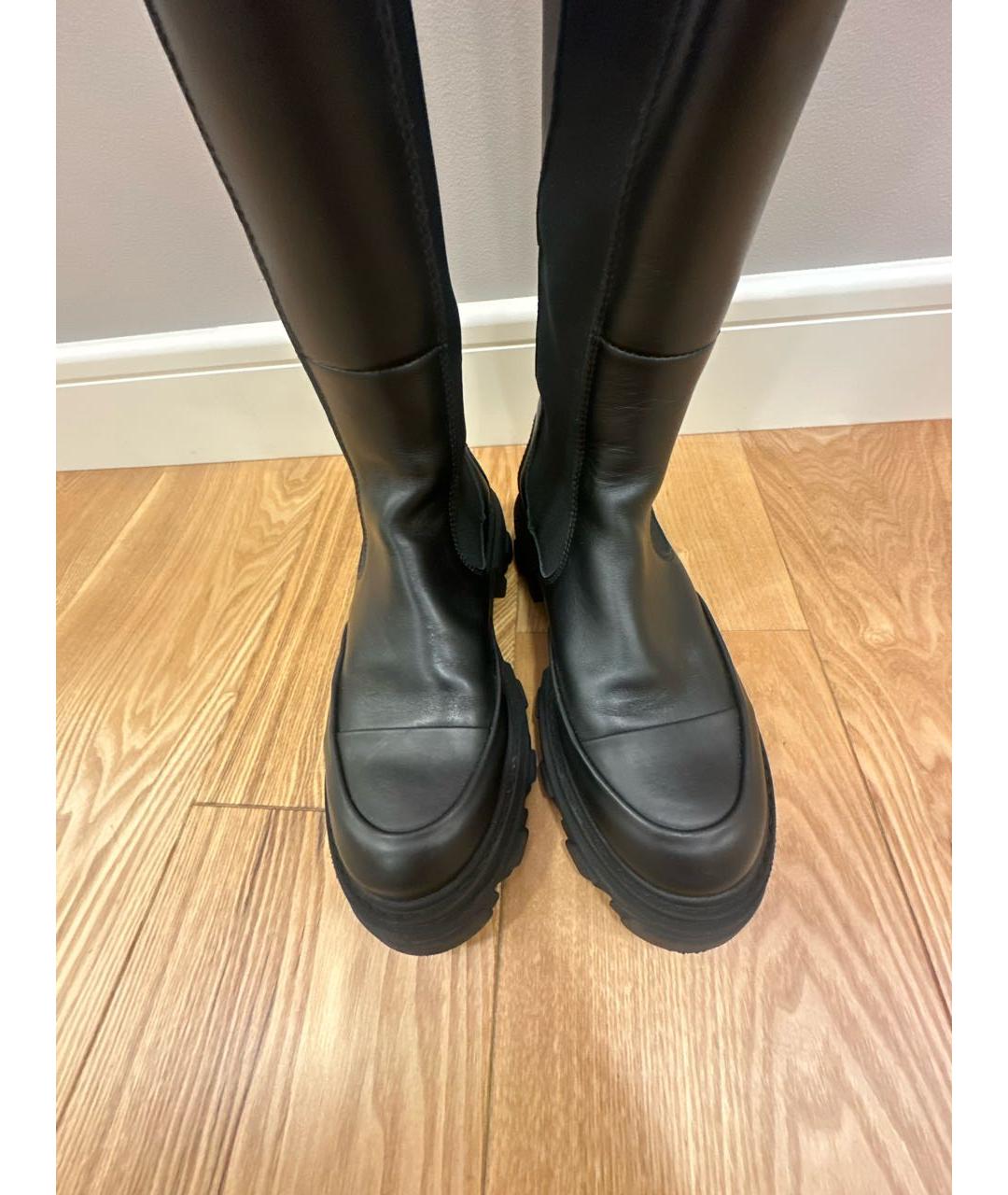 GANNI Черные кожаные сапоги, фото 3