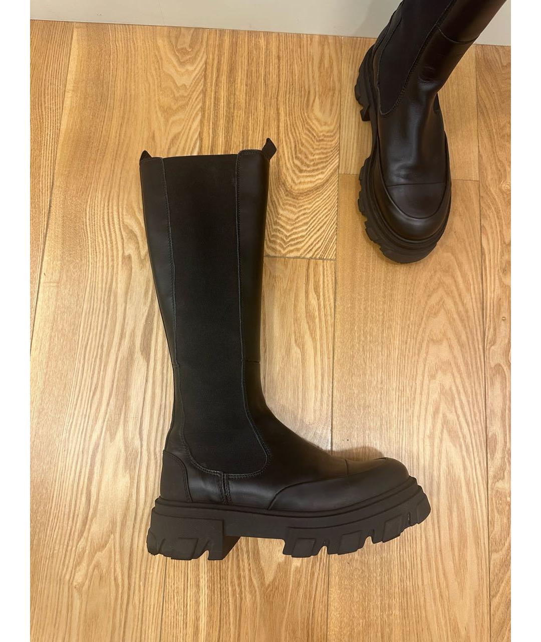 GANNI Черные кожаные сапоги, фото 6